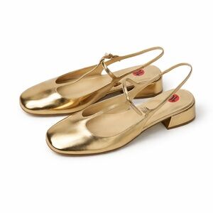 Marc Fisher T Strap Gold Block Heels NEW 10